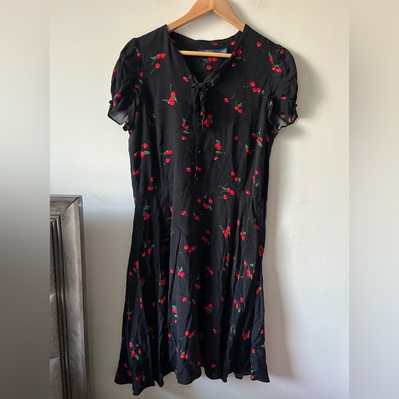 Polo Ralph Lauren Black Dress with Cherry Print - Picture 1 of 8